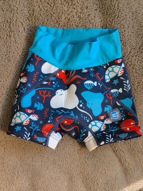Splash About Baby Swim Shorts - Ocean Friends Print in Teal & Navy